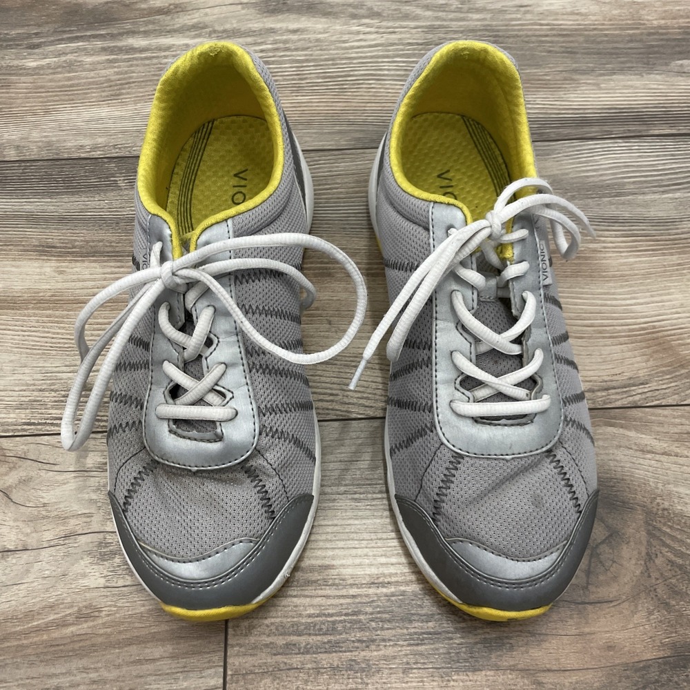 Vionic Alliance Grey Walking Shoes Womens 9.5 Wide Grey Yellow Sneakers